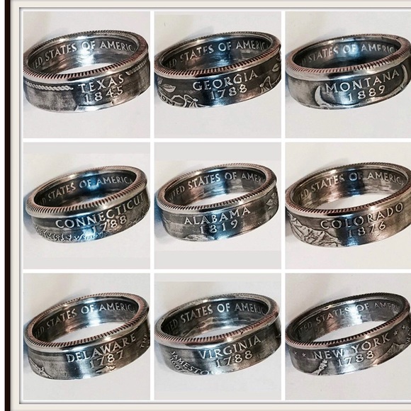Handmade states quarter coin rings unisex. - Picture 8 of 8
